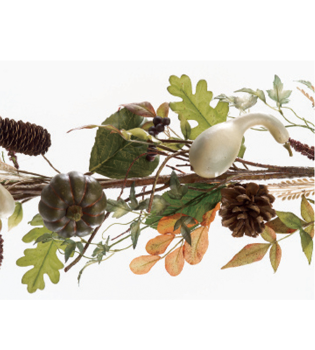 Mixed Gourd & Pinecone Garland 6 Ft